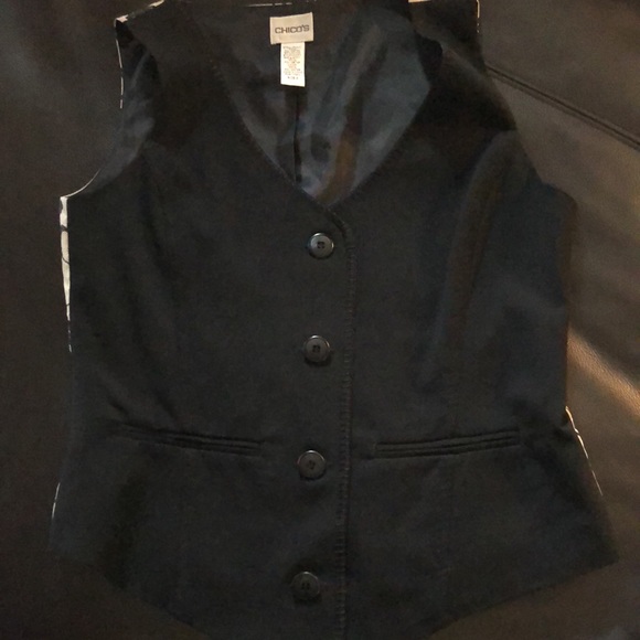 CHICO Black Vest with black & tan/gold patterned back 💐 - Picture 10 of 11